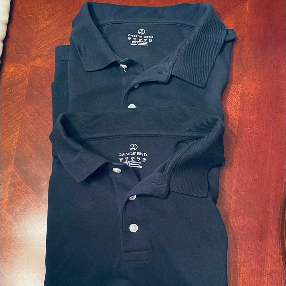 Lands End Men’s Polos Navy XL EUC set of 2
